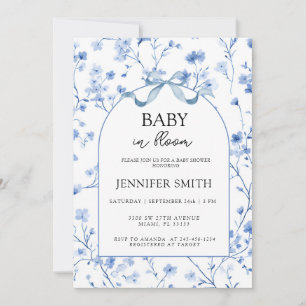 Baby in Bloom Vintage Zachtblauwe Bloemen Kaart