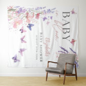 Baby In Bloom Vlinder Baby Shower Foto Achtergrond Wandkleed (In Situ (horizontaal))