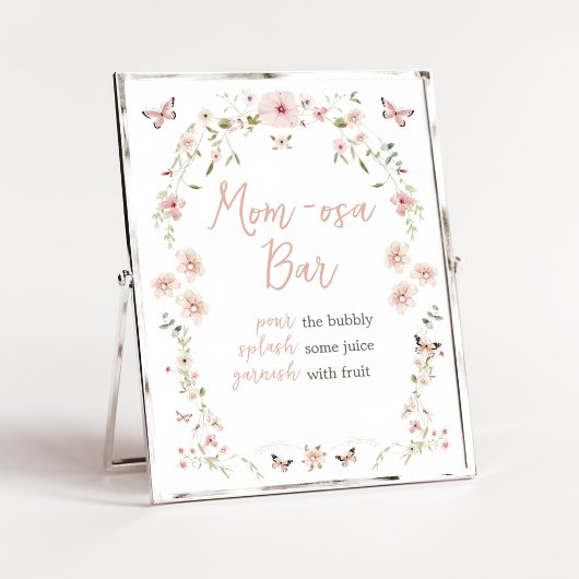 Baby in Bloom Vlinder Baby shower Moeder Osa Bar Poster