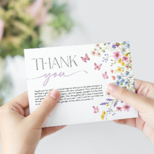 Baby in Bloom Vlindertje Baby Shower Bedankkaart