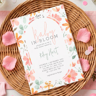 Baby In Bloom Watercolor Bloemen Meisje Baby Borre Kaart