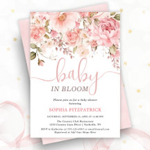 Baby in Bloom Watercolor Bloemen Meisje Baby Showe