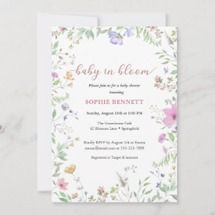 Baby in Bloom Watercolor bloemen uitnodiging