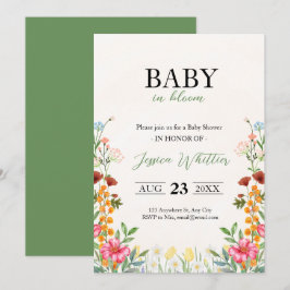 Baby in Bloom Watercolor Floral Baby Shower Kaart