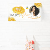 Baby in bloom watercolor yellow photo baby shower spandoek (Insitu)