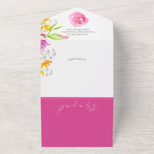 Baby in Bloom Waterverf Baby Douche Uitnodigingen (Buitenkant)