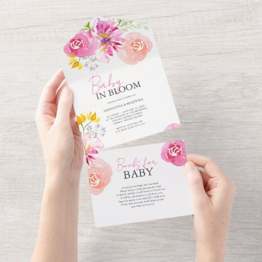 Baby in Bloom Waterverf Baby Douche Uitnodigingen (Afscheurbaar)
