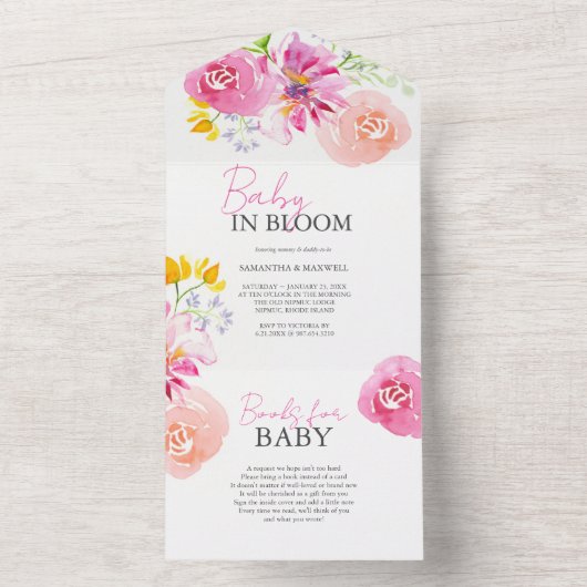 Baby in Bloom Waterverf Baby Douche Uitnodigingen (Binnen)