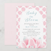 Baby in Bloom Waterverf Bloemen Lotus Roze Douche Kaart (Voorkant / Achterkant)