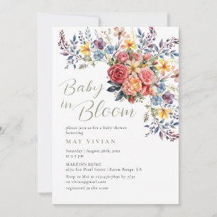 Baby in Bloom Waterverf Bloemen Meisje Baby shower Kaart