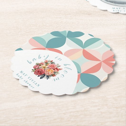 Baby in Bloom Waterverf Bloemen Tegel Baby shower Kartonnen Onderzetters (Gekanteld)