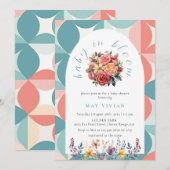 Baby in Bloom Waterverf Bloemen Tegel Blauw Douche Kaart (Voorkant / Achterkant)