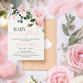 Baby in Bloom Waterverf Bloemenmeisje Baby shower Kaart