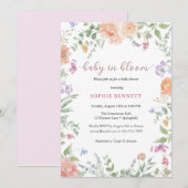 Baby in Bloom Waterverf bloemenuitnodiging Kaart (Voorkant / Achterkant)