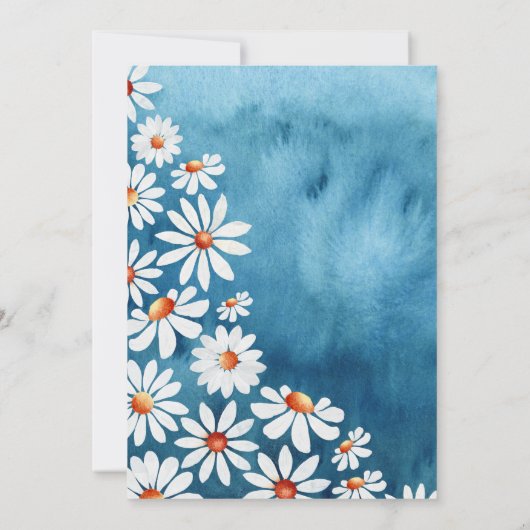 Baby in Bloom Waterverf Daisies Blue Kaart (Achterkant)
