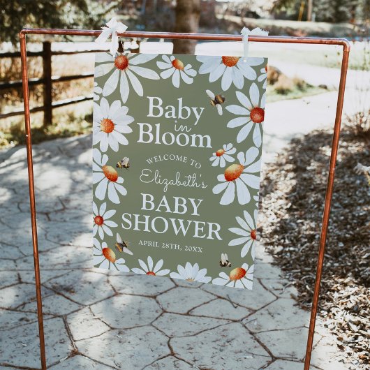 Baby in Bloom Waterverf Daisies & Bumblebee Poster