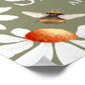 Baby in Bloom Waterverf Daisies & Bumblebee Poster (Hoek)