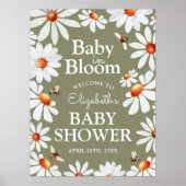 Baby in Bloom Waterverf Daisies & Bumblebee Poster (Voorkant)