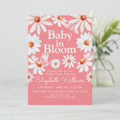 Baby in Bloom Waterverf Daisies & Butterfly roze Kaart (Staand voorkant)