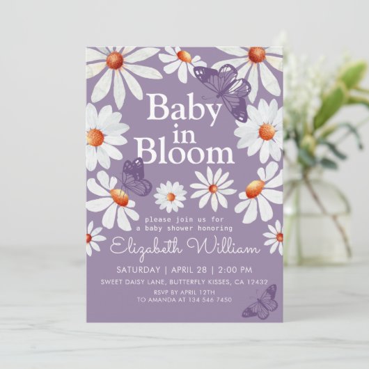 Baby in Bloom Waterverf Daisies en Butterfly Kaart (Staand voorkant)
