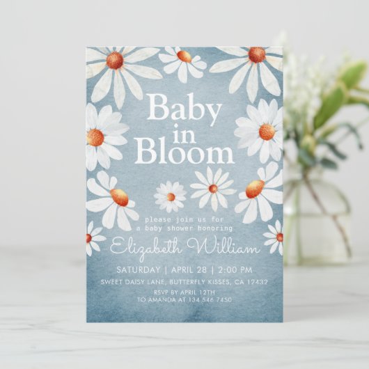 Baby in Bloom Waterverf Daisies Kaart (Staand voorkant)