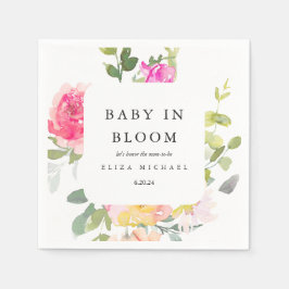 Baby in Bloom Waterverf Floral Baby shower White Servet