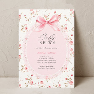 Baby in Bloom Waterverf Floral Bow Baby shower Kaart