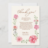 Baby in Bloom Waterverf Florals Baby shower Bedankkaart (Voorkant)