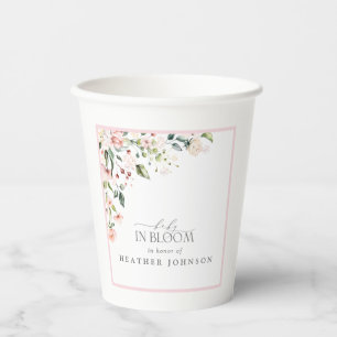 Baby In Bloom Waterverf Flowers Roze Meisje Douche Papieren Bekers