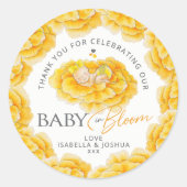 Baby in Bloom waterverf geel baby shower gunst Ronde Sticker (Voorkant)