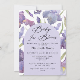 Baby in Bloom Waterverf Iris Spring Baby shower Kaart