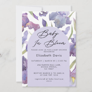 Baby in Bloom Waterverf Iris Spring Baby shower Kaart