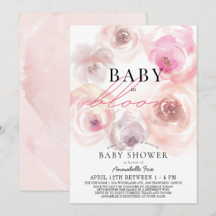 Baby in Bloom Waterverf Roos Drive-by Baby shower Kaart