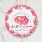 Baby in Bloom waterverf roze baby shower Bedankjes Labels (Voorkant)