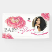 Baby in bloom waterverf roze foto baby shower spandoek (Horizontaal)