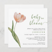 Baby in Bloom Waterverf Tulp Baby shower Kaart (Voorkant / Achterkant)