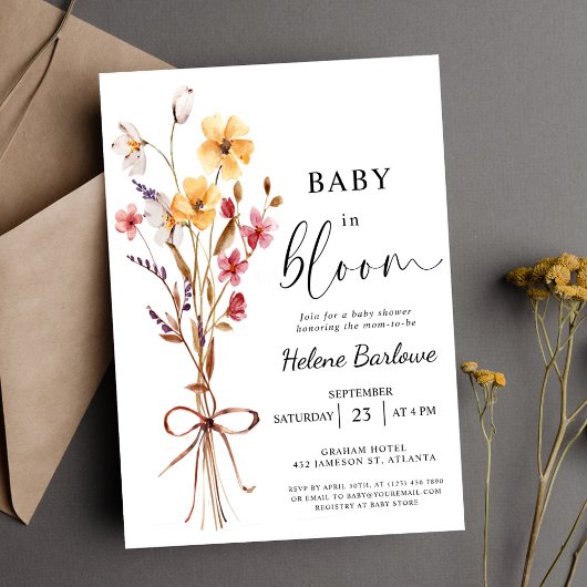 Baby in Bloom Waterverf Wildbloem Baby shower Kaart