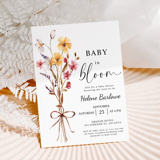 Baby in Bloom Waterverf Wildbloem Baby shower Kaart