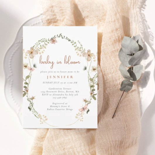 Baby in Bloom Waterverf Wildbloem Baby shower Kaart