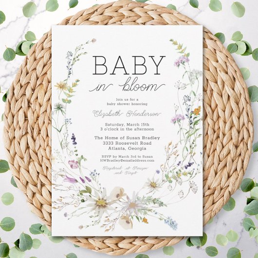 Baby in Bloom Waterverf Wildbloem Baby shower Kaart