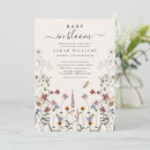 Baby in Bloom Waterverf Wildbloem Baby shower Kaart (Staand voorkant)
