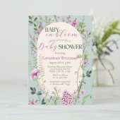 Baby in Bloom Waterverf Wildbloemen Baby shower Kaart (Staand voorkant)