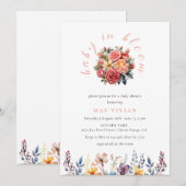 Baby in Bloom Waterverf Wildflower Baby shower Kaart (Voorkant / Achterkant)