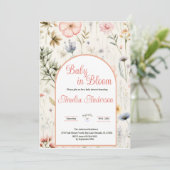 Baby in Bloom Waterverf Wildflower Bloemendouche Kaart (Staand voorkant)