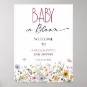Baby in Bloom Waterverf Wildflower Welkom Poster (Voorkant)