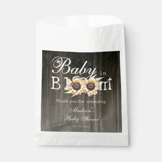Baby in Bloom Waterverf Zonnebloemen Baby shower Bedankzakje (Voorkant)