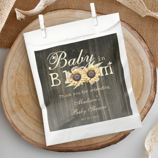 Baby in Bloom Waterverf Zonnebloemen Baby shower Bedankzakje