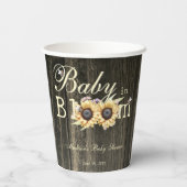 Baby in Bloom Waterverf Zonnebloemen Baby shower Papieren Bekers (Achterkant)