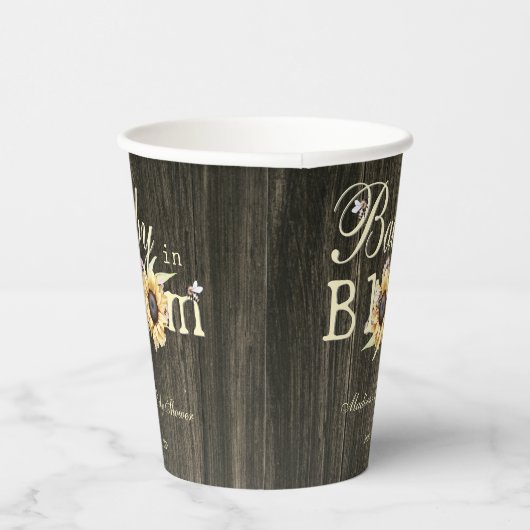 Baby in Bloom Waterverf Zonnebloemen Baby shower Papieren Bekers (Rechts)