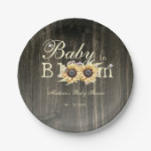 Baby in Bloom Waterverf Zonnebloemen Baby shower Papieren Bordje (Voorkant)